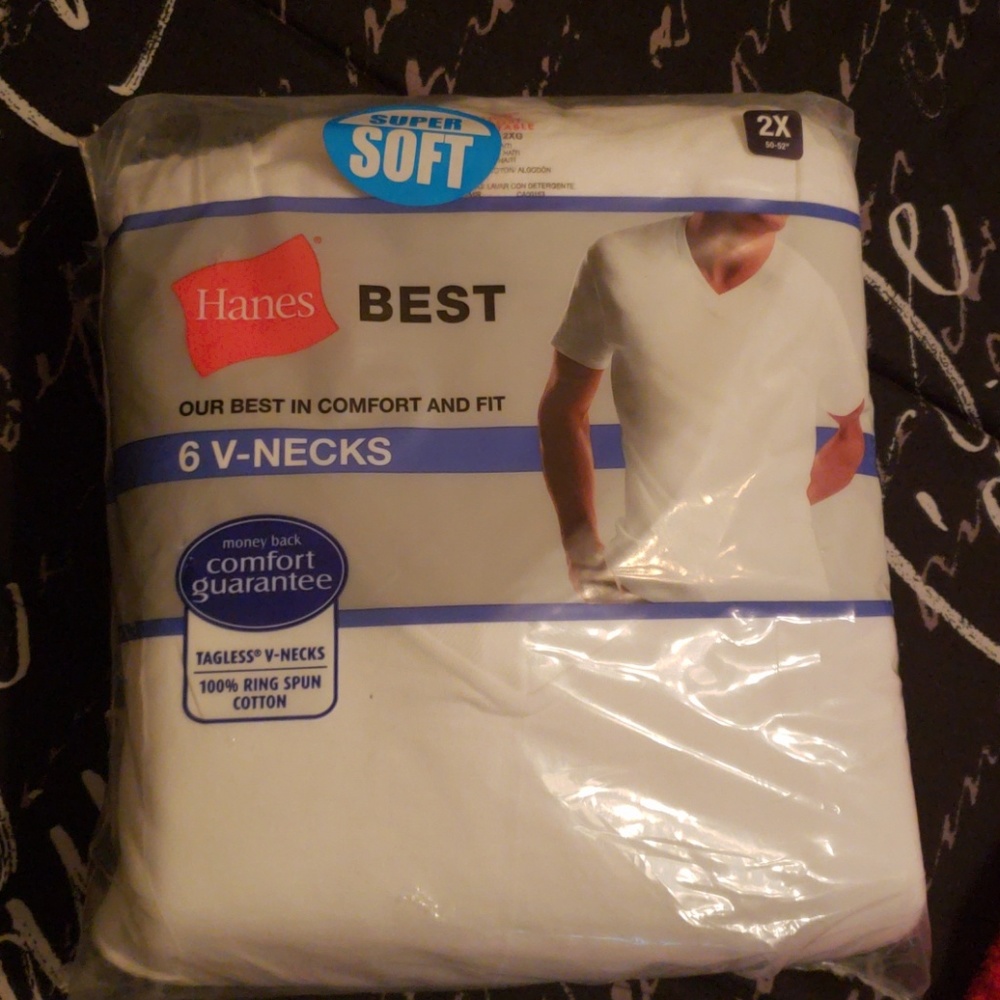Mens Hanes white V-neck shirts